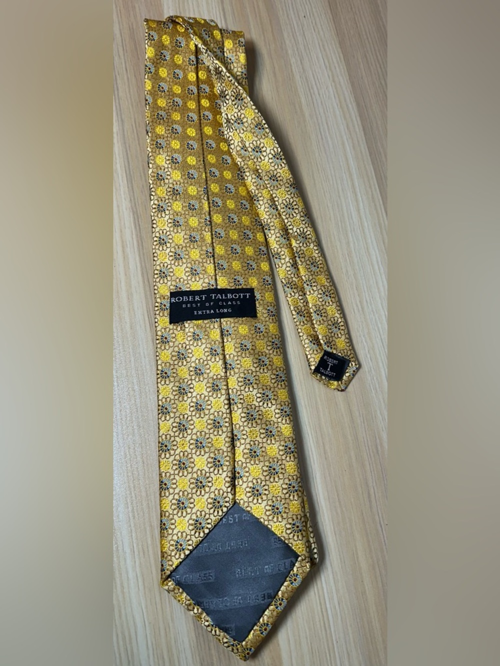 Robert Talbott Yellow Gold Floral Silk Tie Extra Long - Picture 3 of 5